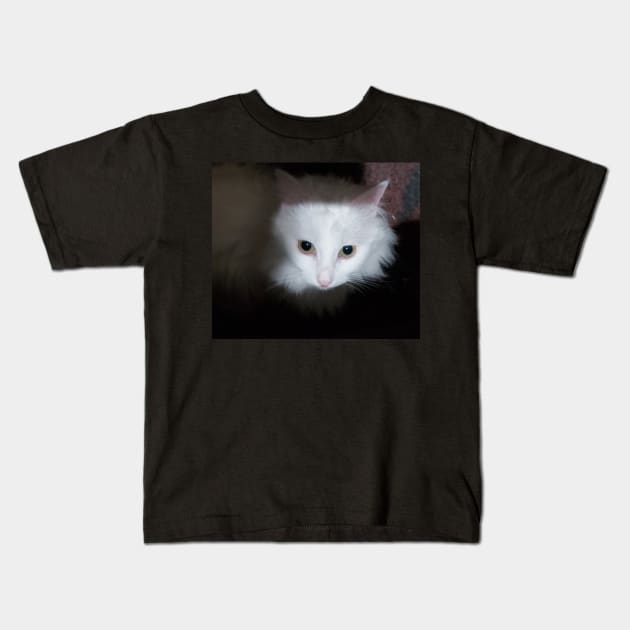 White cat Kids T-Shirt by daghlashassan